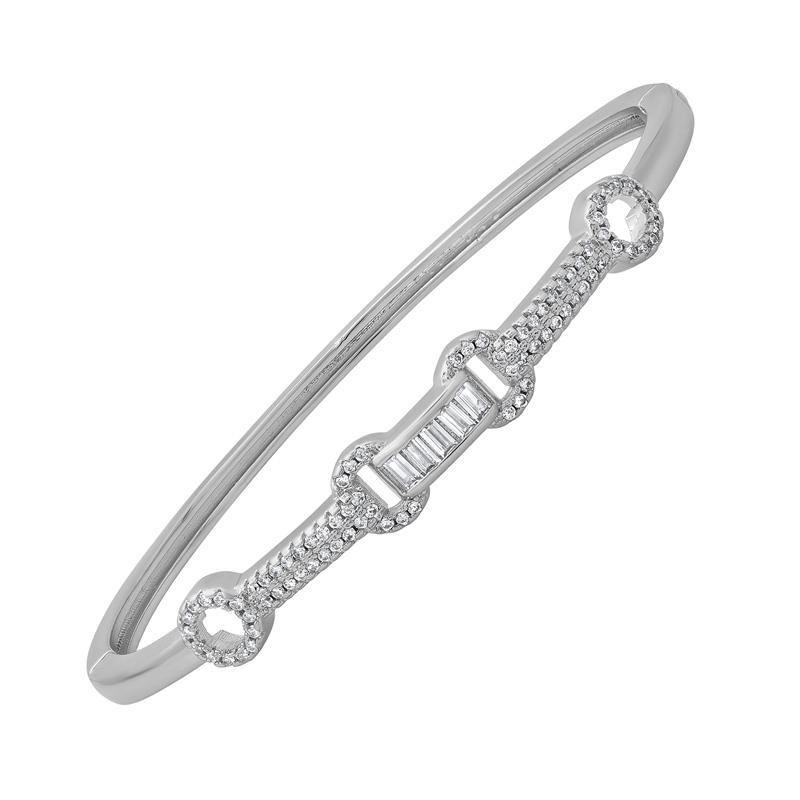 Sparkling Love Bangle Bracelet (white gold-finished)
